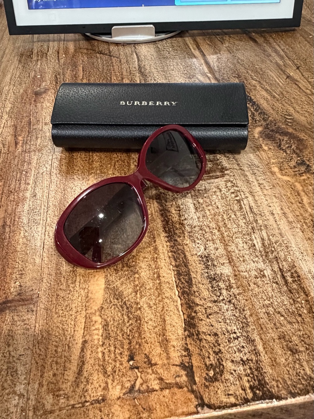 Burberry Burgundy Round Oversized Women's Sunglasses